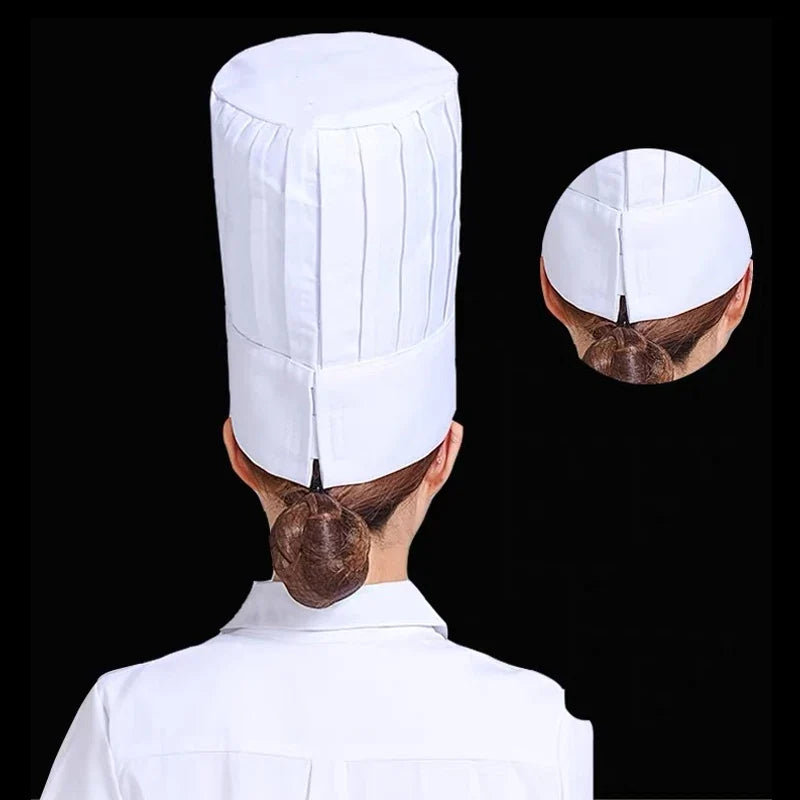 White Cotton Chef Hat – Adjustable Kitchen Cooking Cap