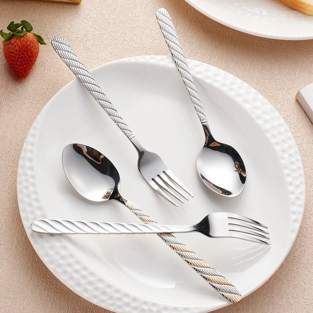 20-Piece Golden Stainless Steel Flatware Set – Knife Fork Spoon