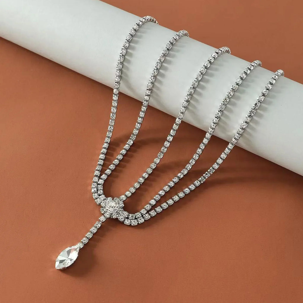 Multi-Layer Rhinestone Forehead Chain Bridal Headpiece