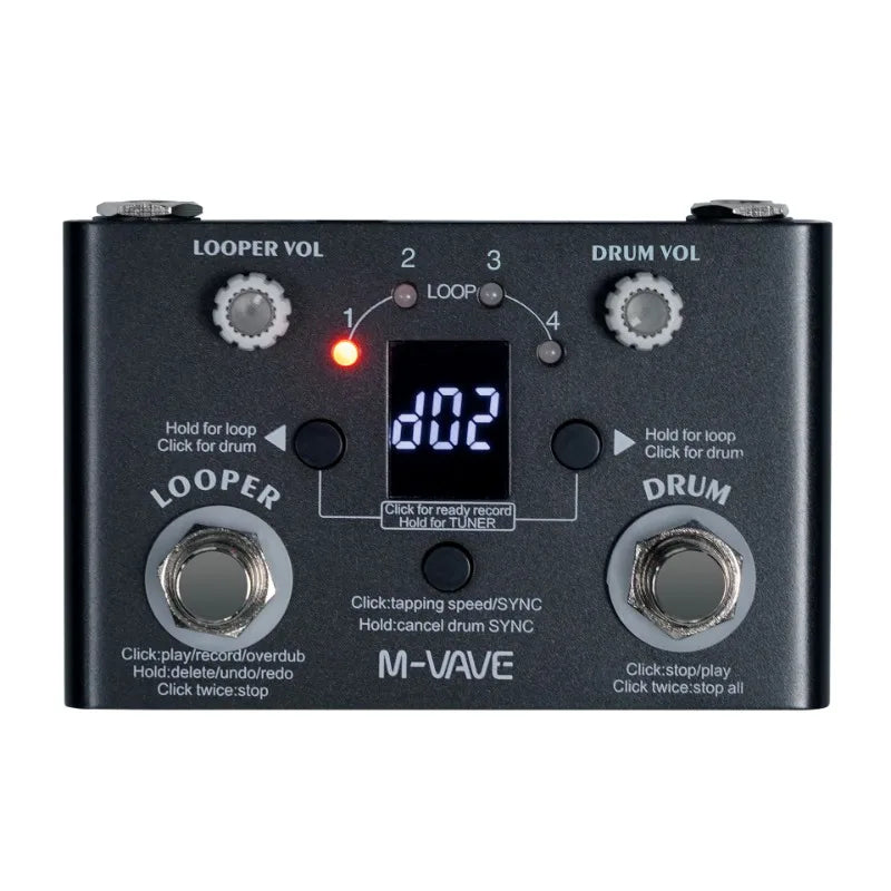 M-vave Lost Tempo V2 Drum Machines Looper Pedal Built-in 30 Drums 11