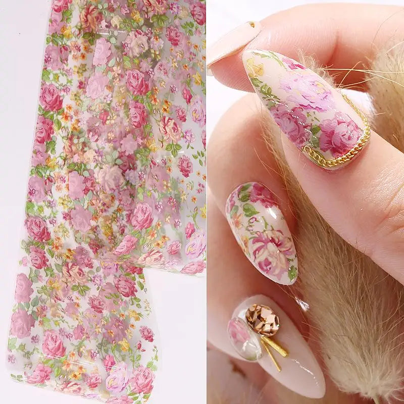 Floral Rose Nail Transfer Foil Stickers – DIY Nail Art Wraps