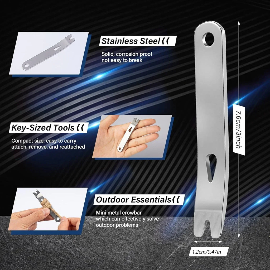 Mini EDC Stainless Steel Multitool Crowbar Keychain Pocket Tool
