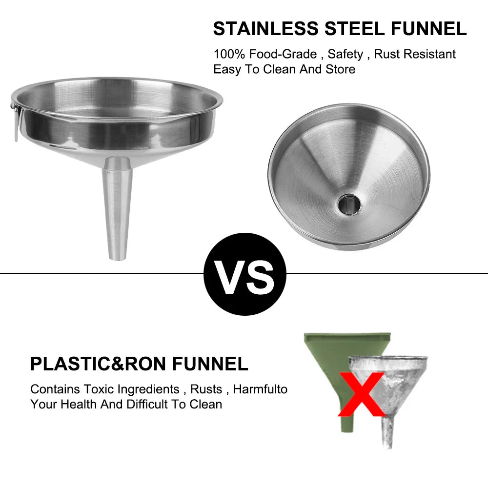 Stainless Steel Wide Mouth Funnel for Canning, Oil & Bar