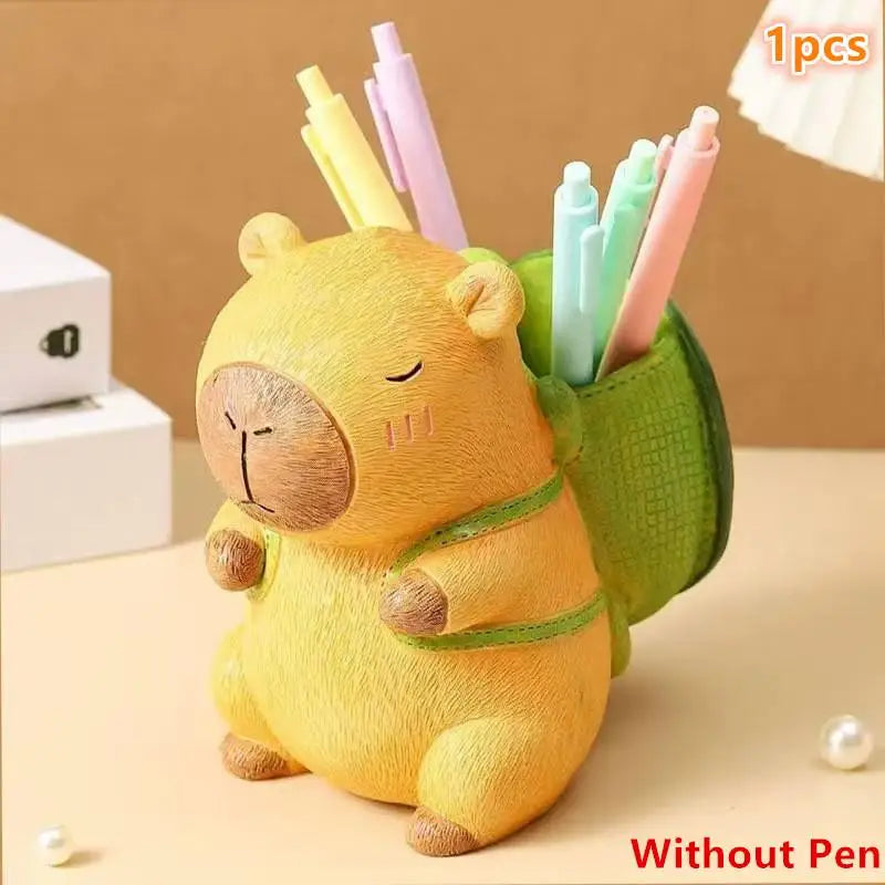 Cute Capybara Pen & Makeup Brush Holder | Desk Organizer