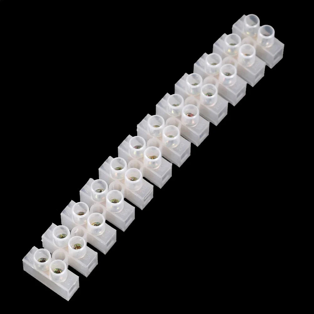 Dual Row 12-Position 10A Screw Terminal Block Wire Connector