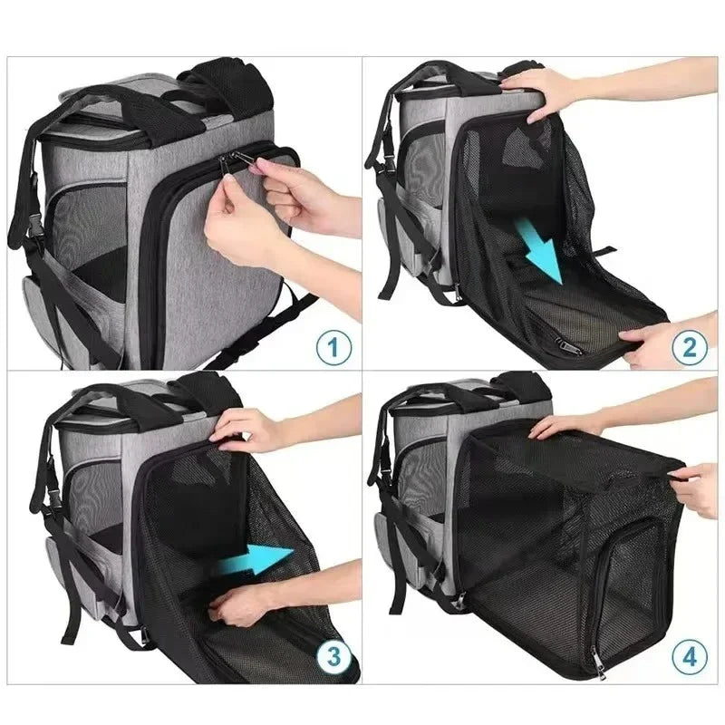 Expandable Pet Carrier Backpack for Cats & Small Dogs