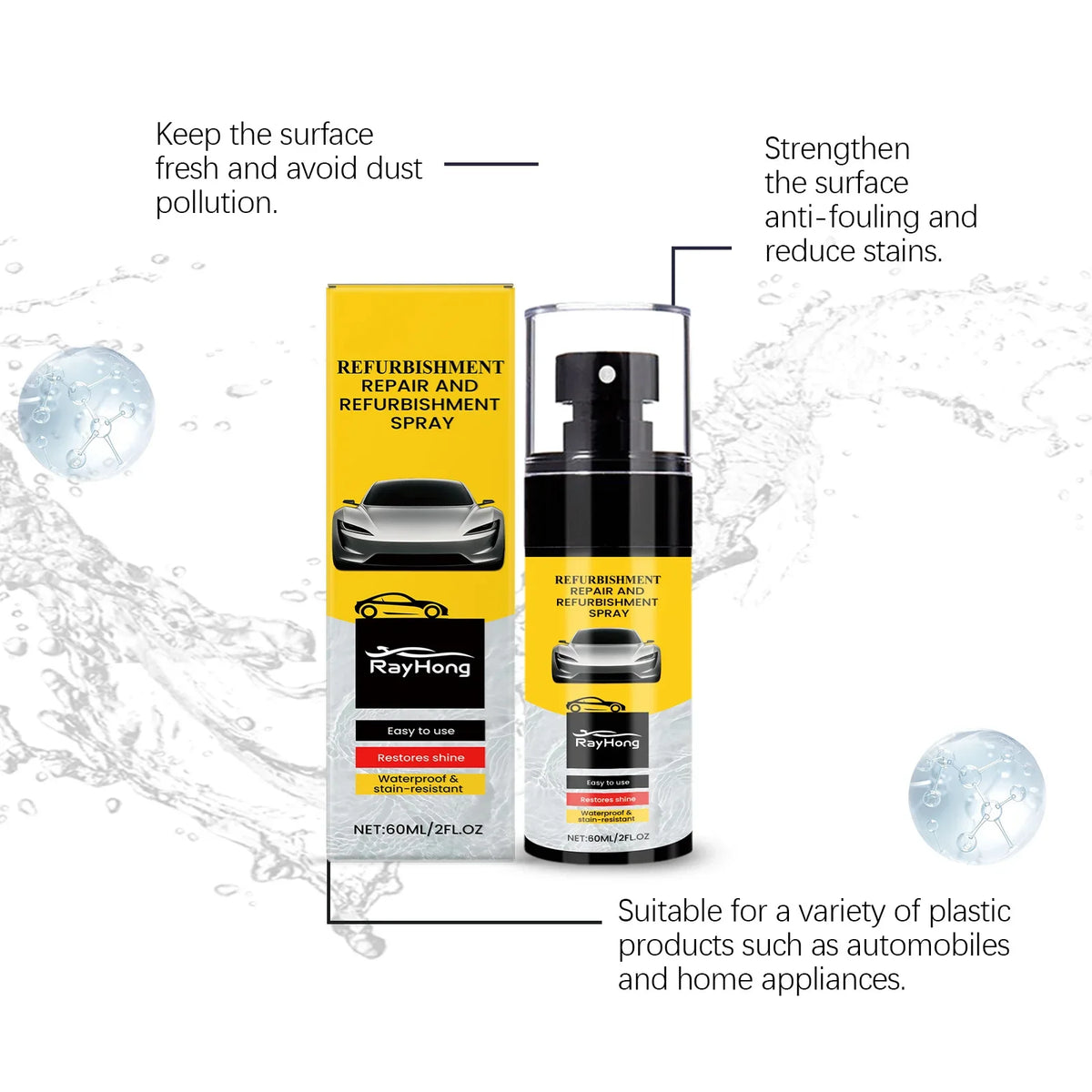 RayHong Car Interior Plastic Restorer Coating Spray