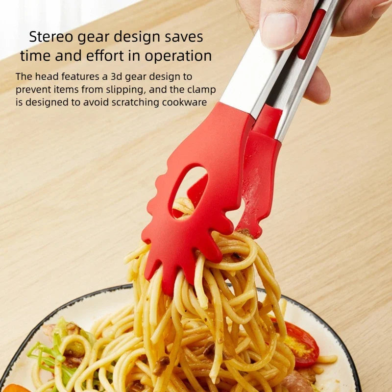 Silicone Food Tongs – Heat Resistant Stainless Steel BBQ Kitchen