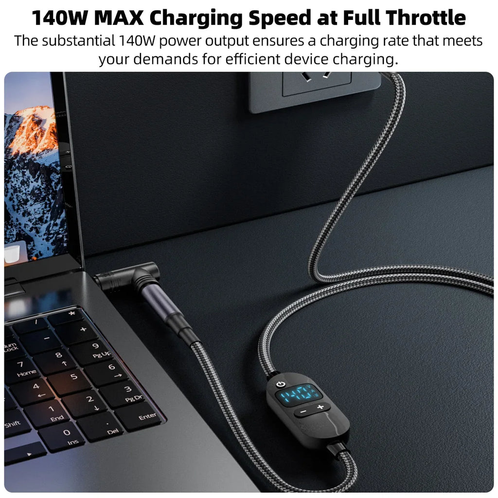 140W USB-C to DC Boost Converter Cable | 5V–28V Adjustable