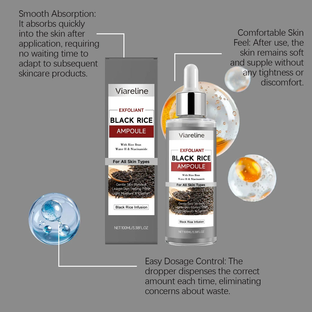 Viareline Black Rice Exfoliating Serum | Pores & Glow 100ml