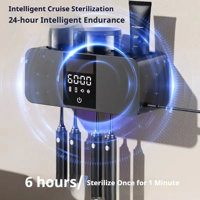UV Toothbrush Sterilizer Wall Mounted – Wireless Rechargeable Dryer