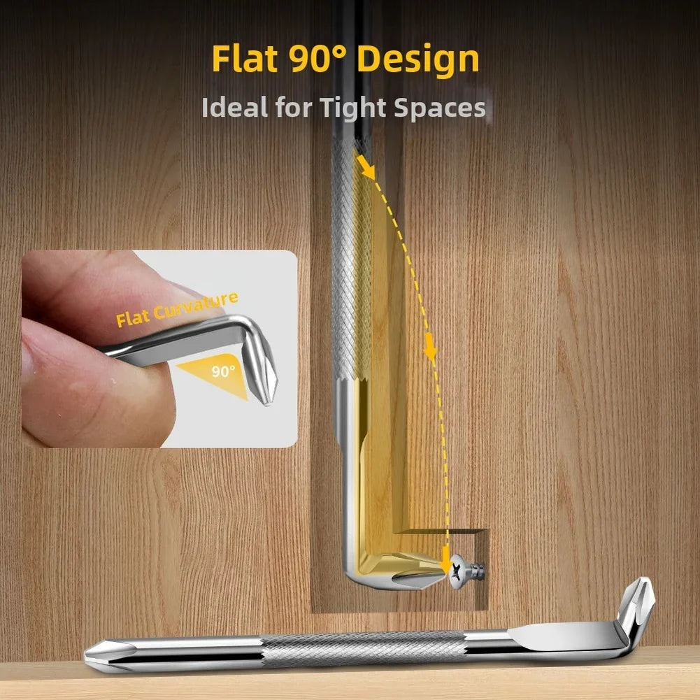 4-Piece L-Shaped 90° Right-Angle Screwdriver Set PH1 PH2 SL6