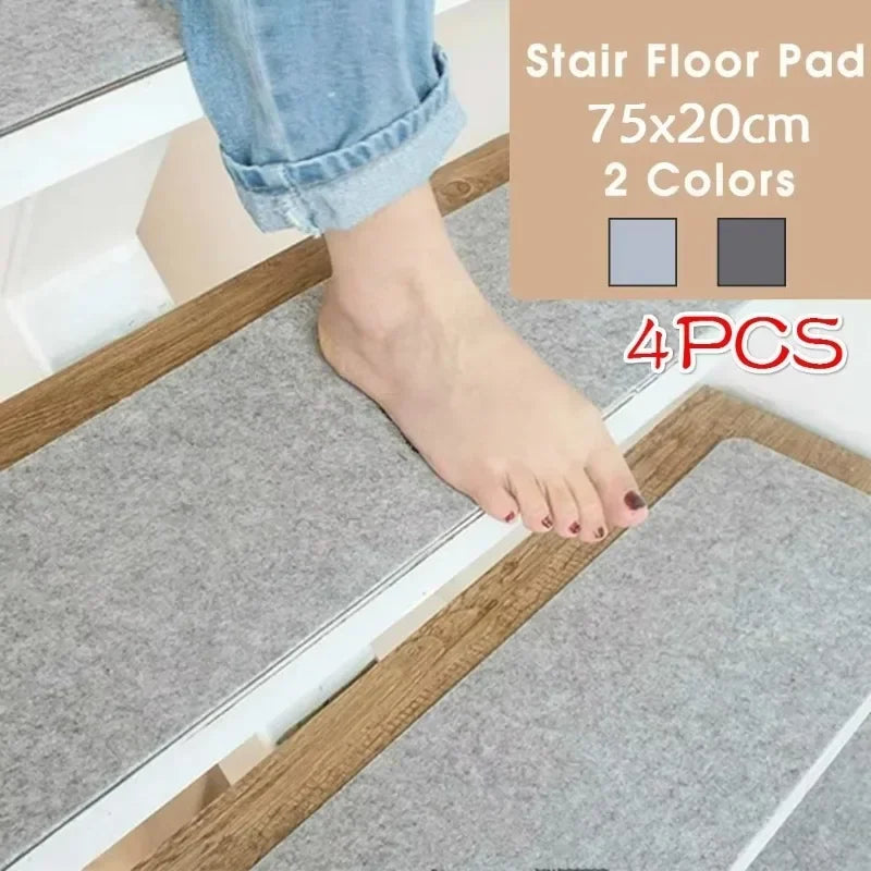 4-Pack Non-Slip Self-Adhesive Stair Mats – Step Rug Covers