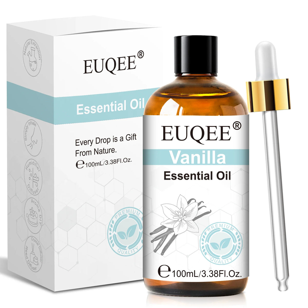 EUQEE 100ml Essential Oils – Lavender, Vanilla, Lemon & Cinnamon