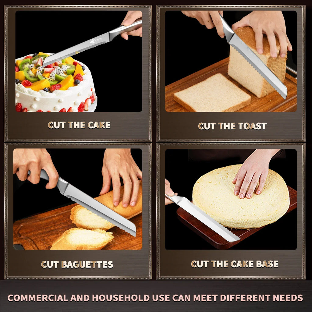 PLYS Stainless Steel Bread Knife – Cake, Fruit & Baking Slicer