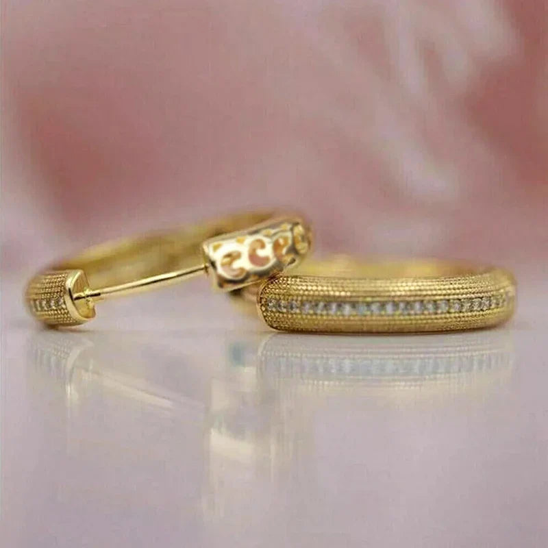 Huitan Gold Hoop Earrings – Cubic Zirconia for Women