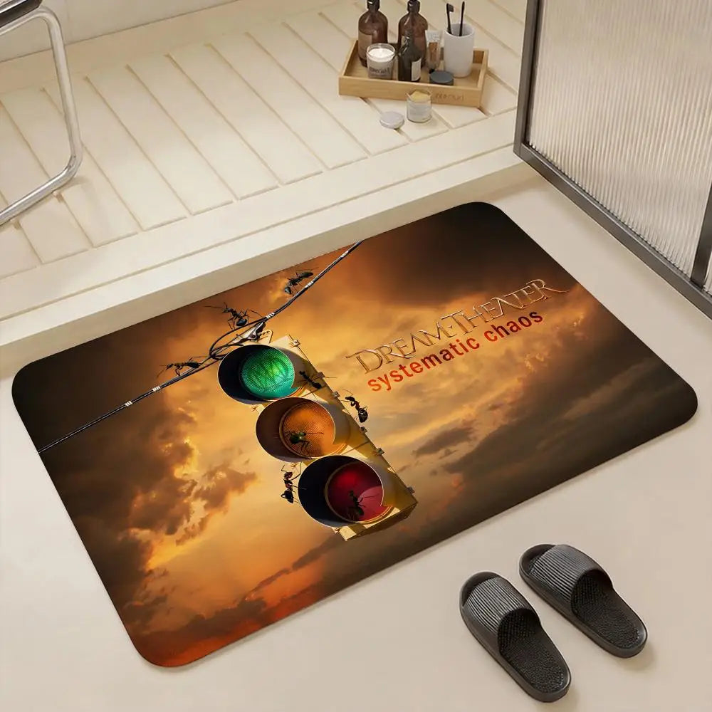 Dream Theater Band Flannel Floor Mat – Non-Slip Indoor Rug