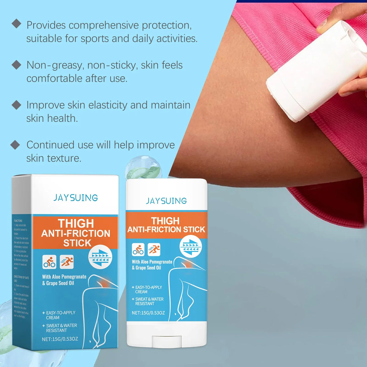 Jaysuing Anti-Chafe Thigh Cream Stick | Running & Cycling
