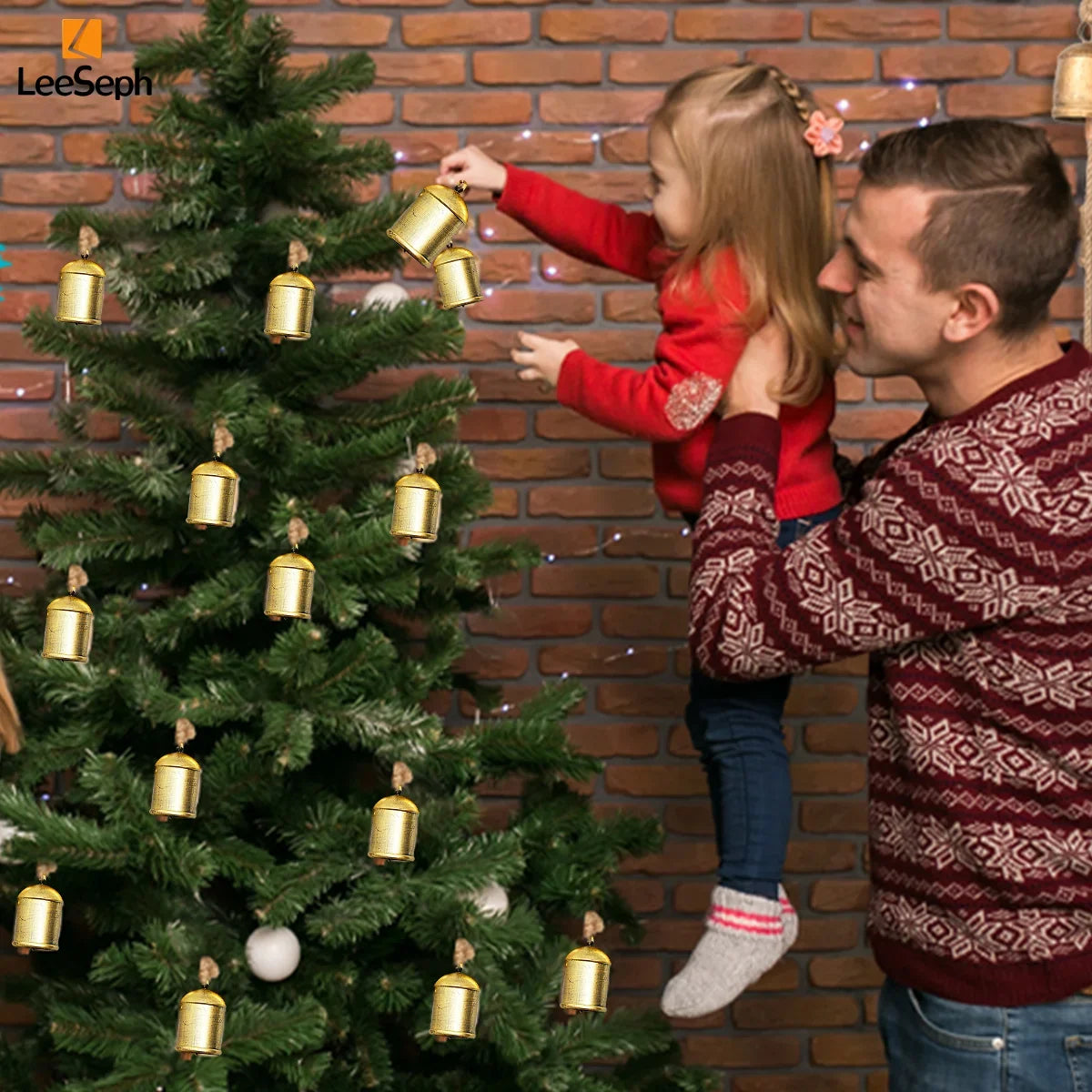 Leeseph Christmas Hanging Bell Ornaments Metal Bells Festive Holiday