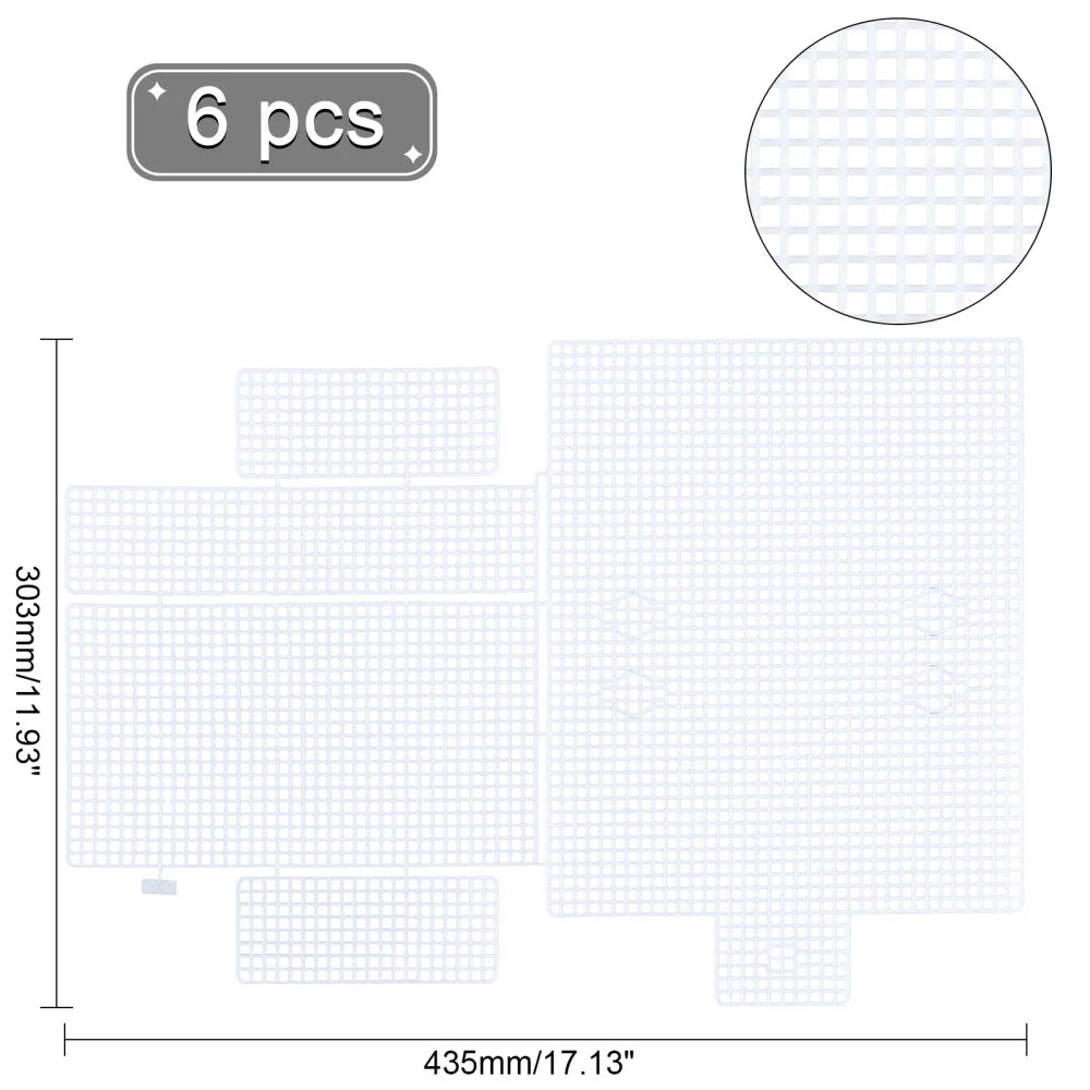 6-Pack Plastic Mesh Canvas Bag Sheets for Knit & Crochet DIY