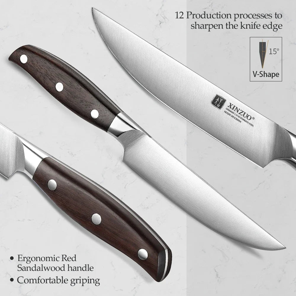 XINZUO 4-Pc Steak Knife Set | German Steel & Sandalwood Handles