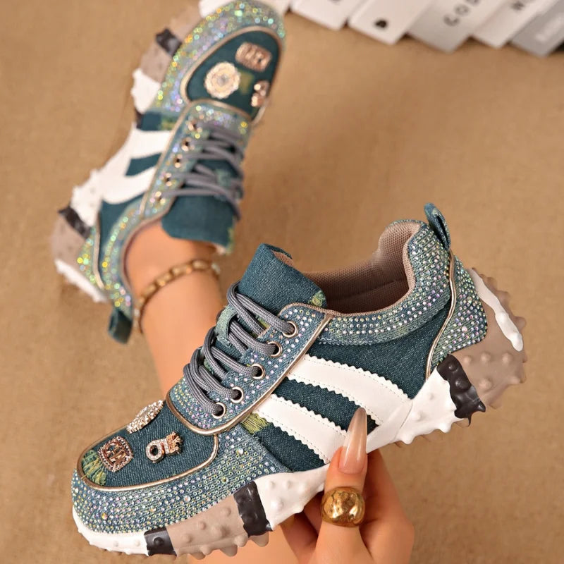 UXST Women's Rhinestone Platform Sneakers – Vulcanized Casual