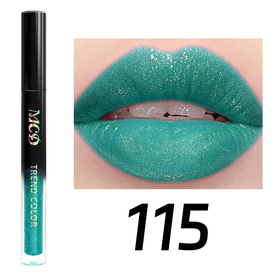 MCD 15-Shade Glitter Lip Gloss | Pearl Shimmer Liquid Lipstick