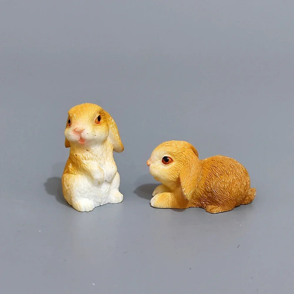 White Hare Dollhouse Ornament Easter Decoration Resin Bunny Statue