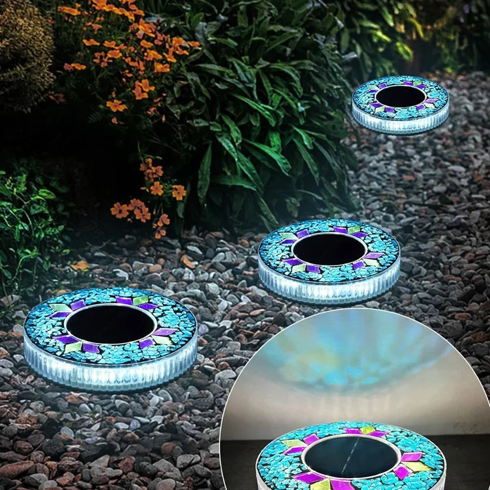 Solar Mosaic Disk Lights – LED In-Ground Garden Stake Lights 12pc