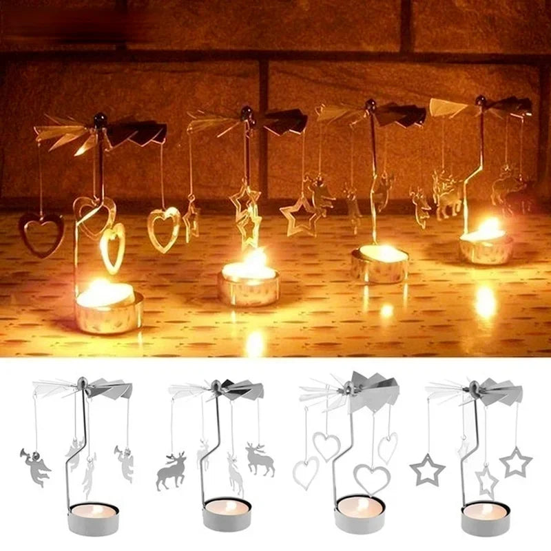 Spinning Metal Carousel Tea Light Candle Holder | Xmas Decor