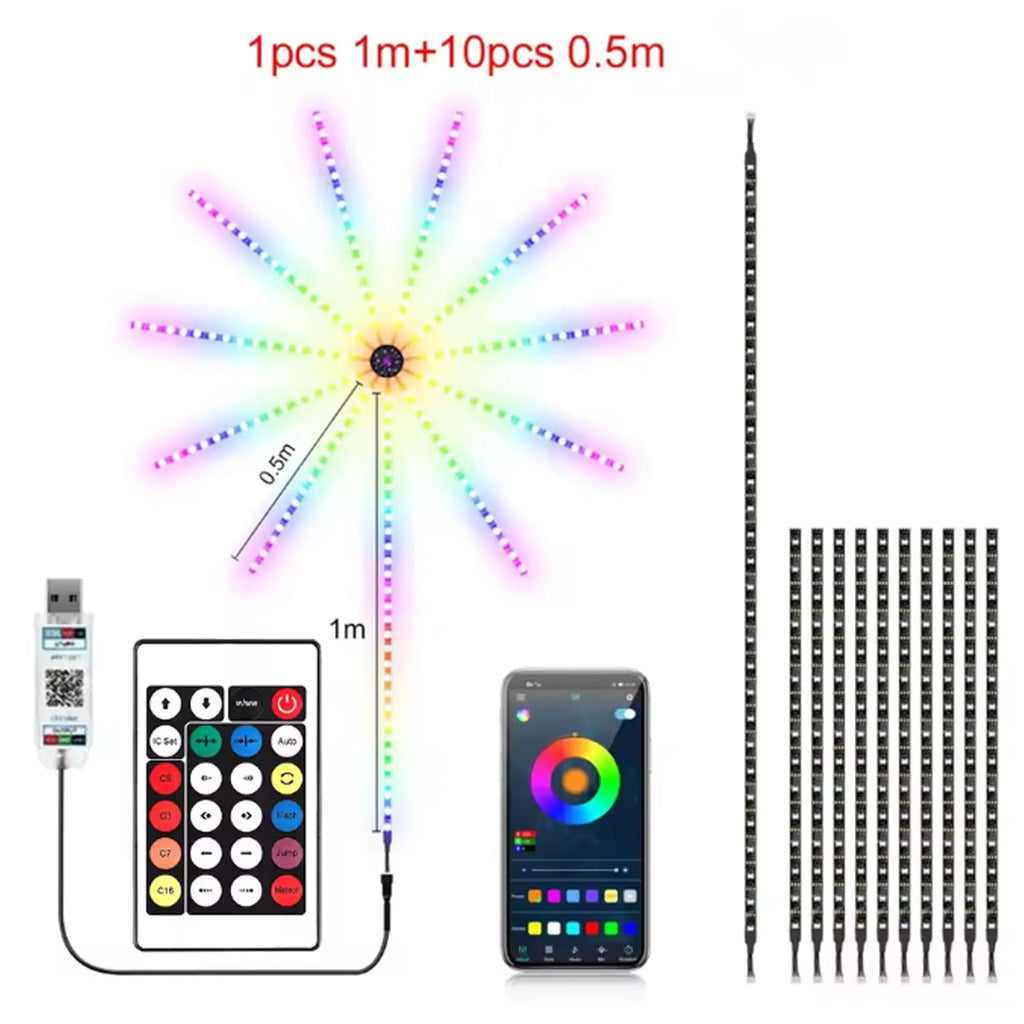 RGBIC Firework LED Strip Lights – Bluetooth App & Music Sync