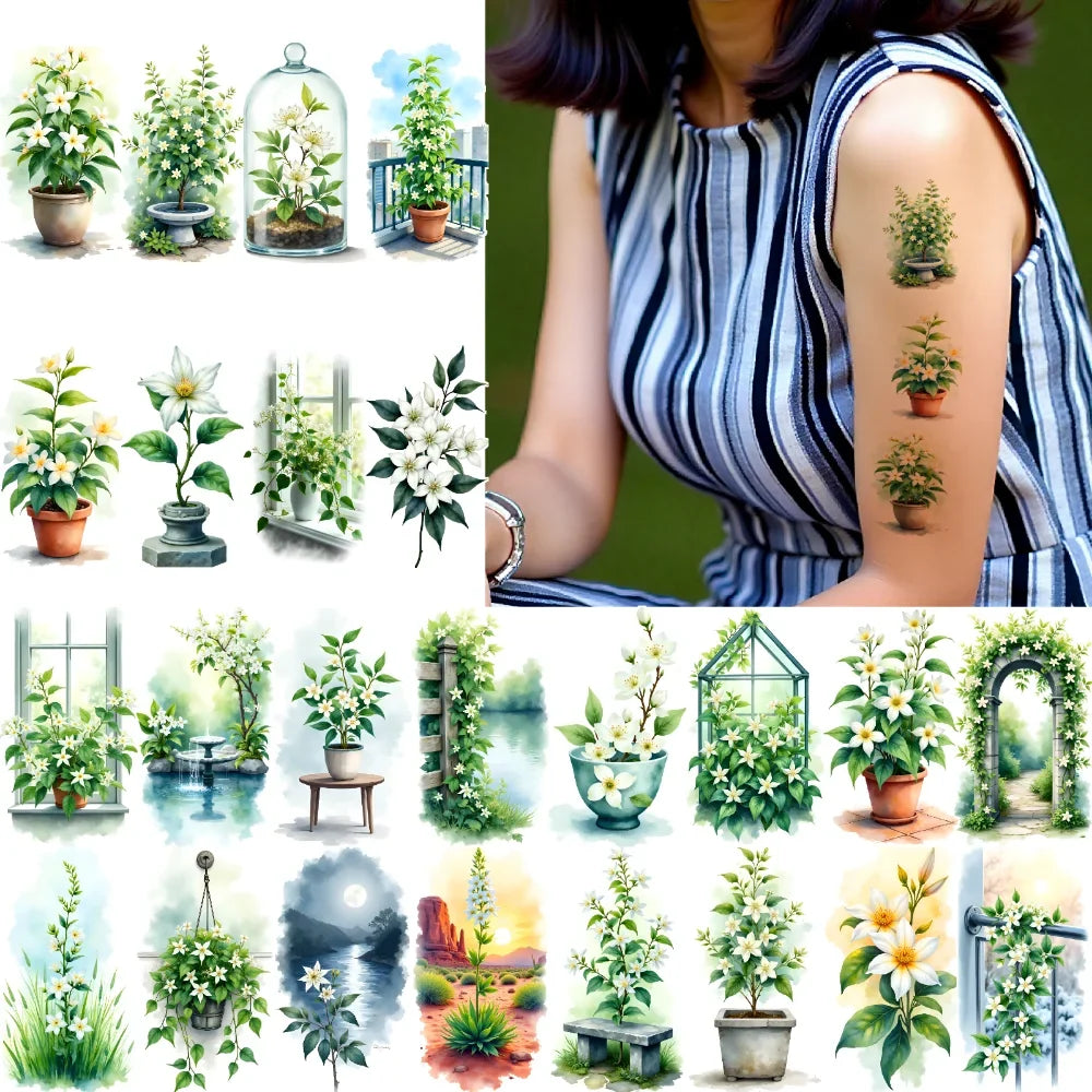 9-Pack Floral Temporary Tattoos – Waterproof Body Stickers