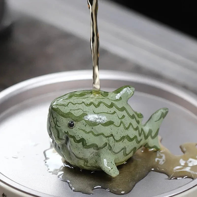 Watermelon Shark Purple Clay Tea Pet | Handmade Sculpture