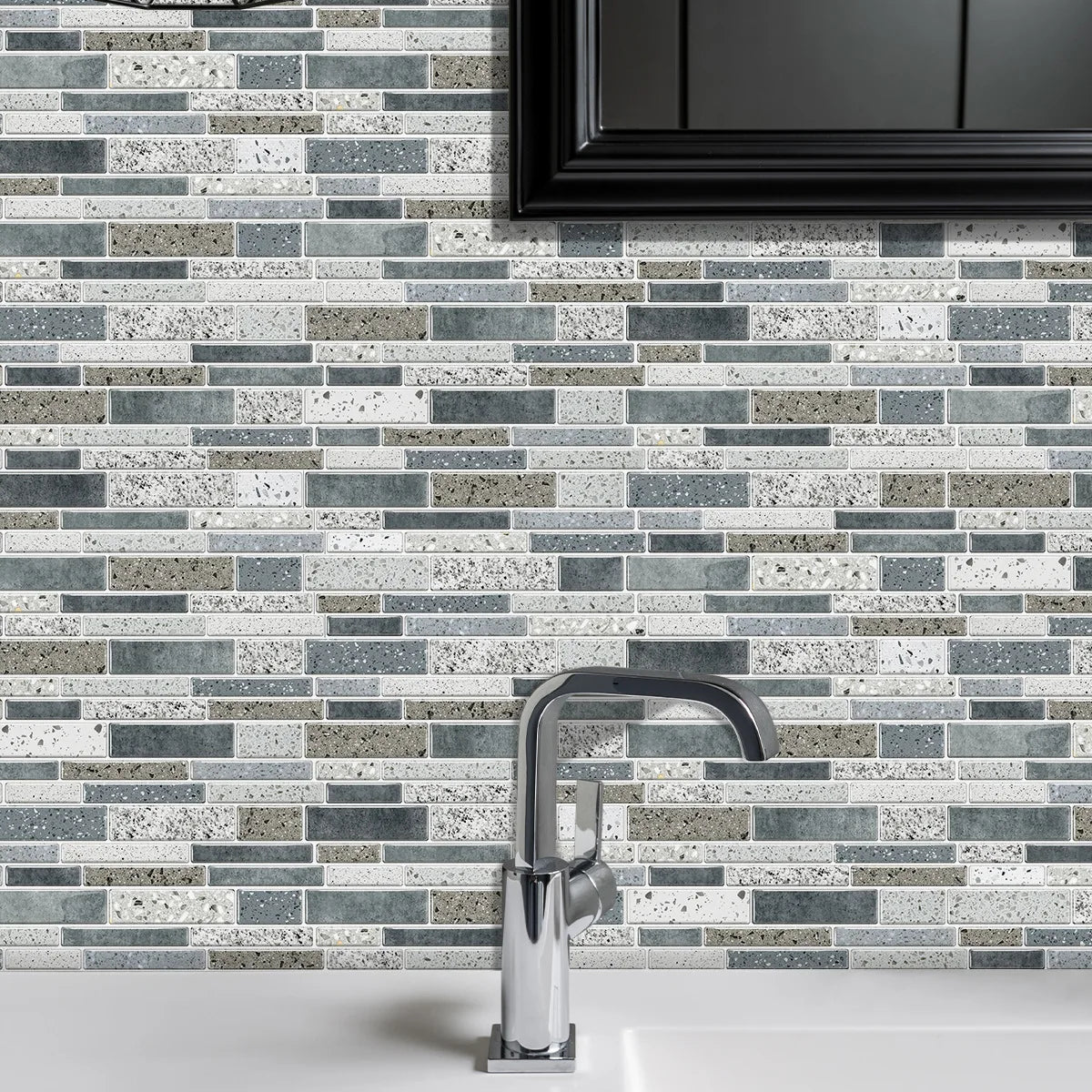 PVC Crystal Film Marble Tile Wall Sticker Waterproof Oilproof Kitchen