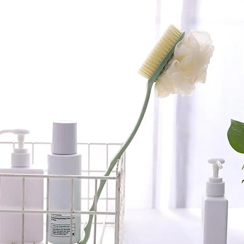Long Handle Bath Body Brush – Loofah & Bristles Shower Scrubber