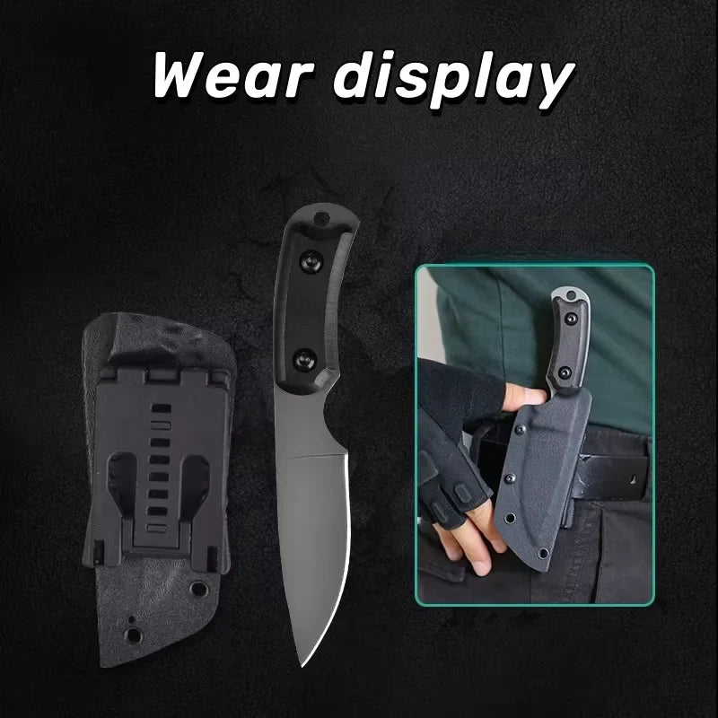 D2 Steel Fixed Blade Knife – Ebony Handle EDC & Camping