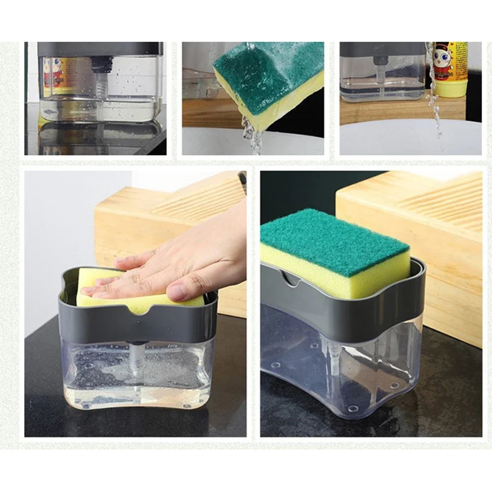 Washing Detergent Press Cleaning Pot Brush Kitchen Automatic Liquid