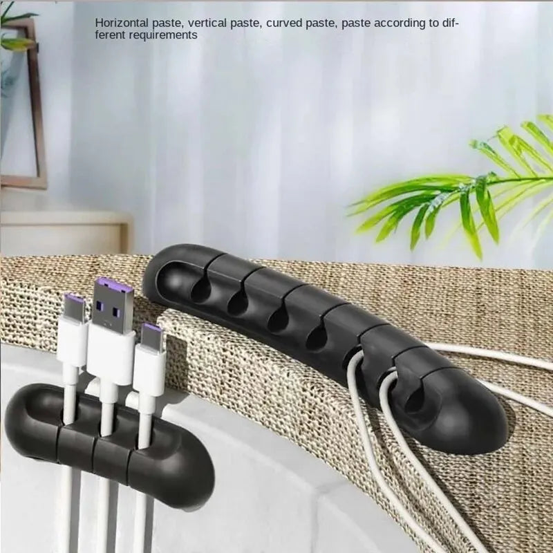 Silicone Desktop Cable Organizer – Self-Adhesive, 5 or 7 Holes