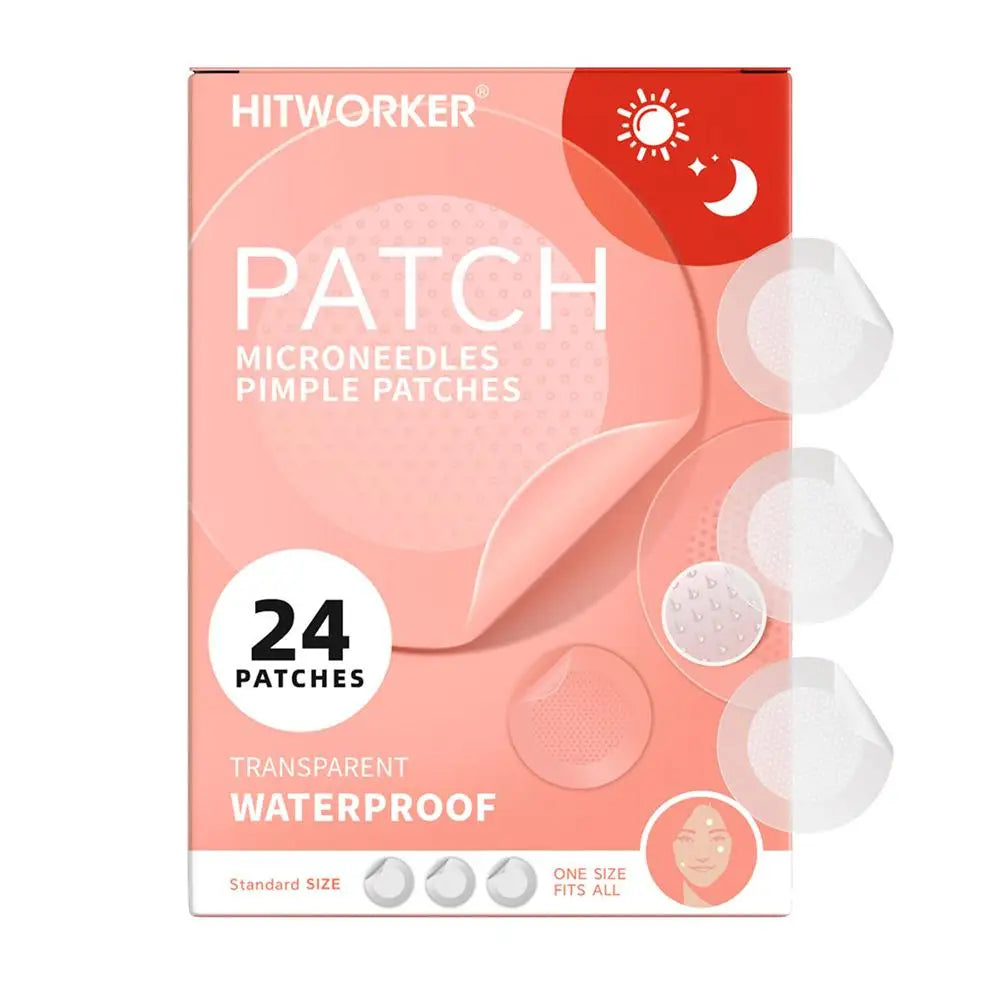 24-Pack Microneedle Acne Patches – Invisible & Waterproof