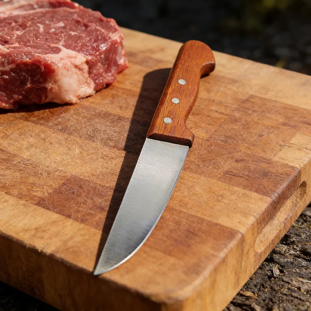 3-Piece BBQ Steak & Boning Knife Set – Stainless Steel Wood Handle