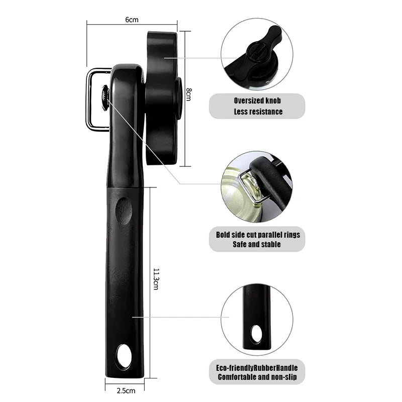 Manual Safety Can Opener Stainless Steel Knife Household