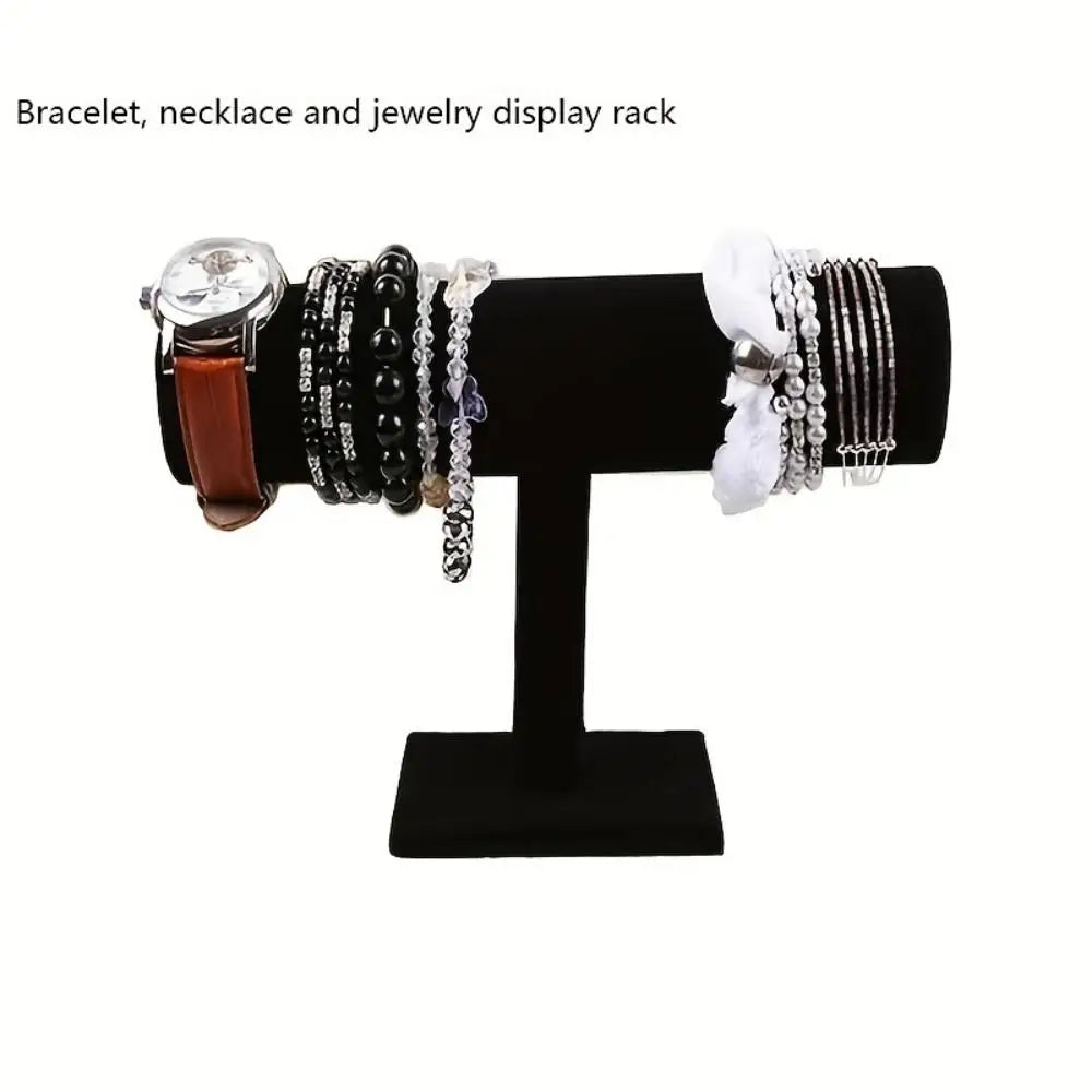 Black Velvet Coil T-shelf Bracelet Necklace Jewelry Display Organizer