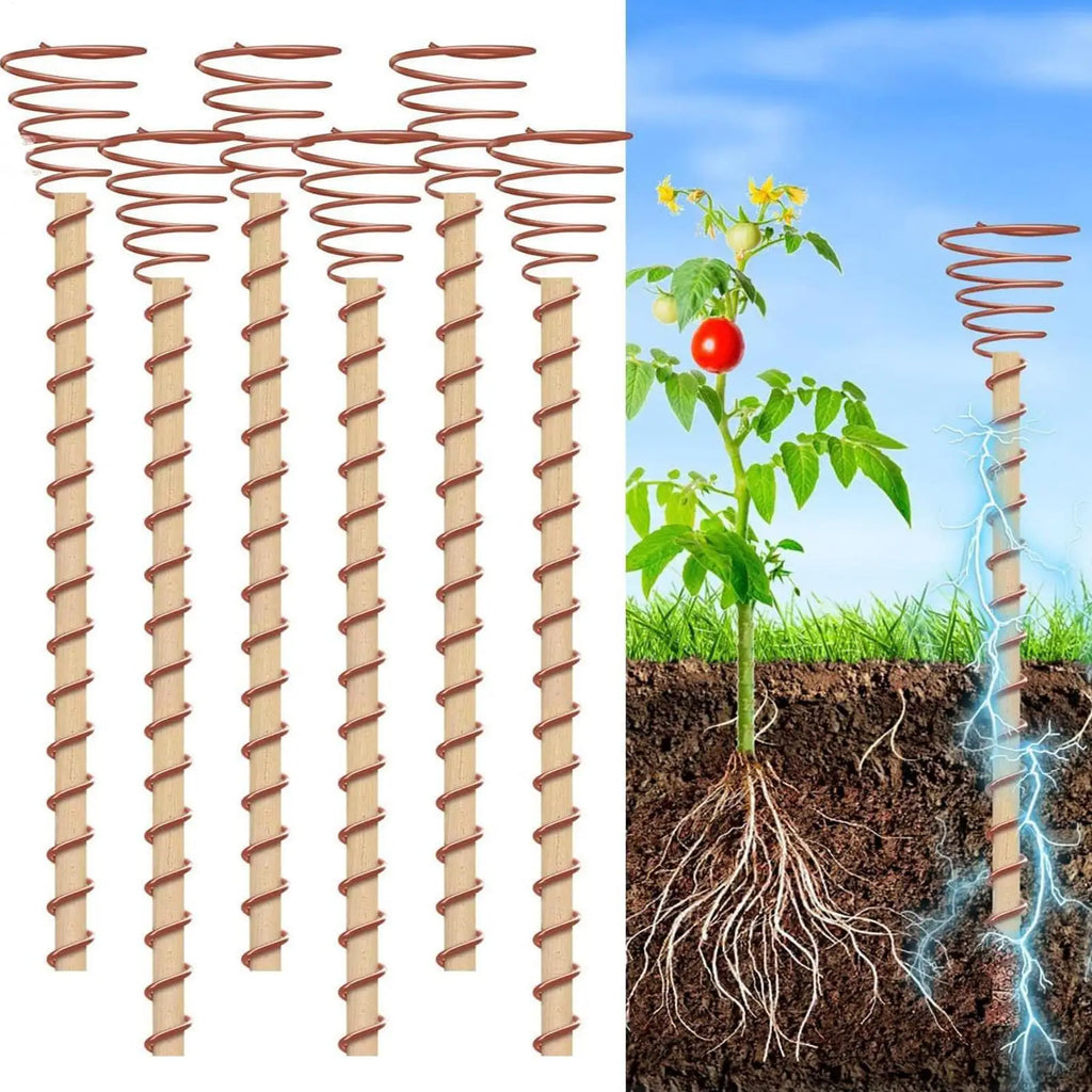 6-Pack Electroculture Copper Coil Plant Stakes for Garden Growth