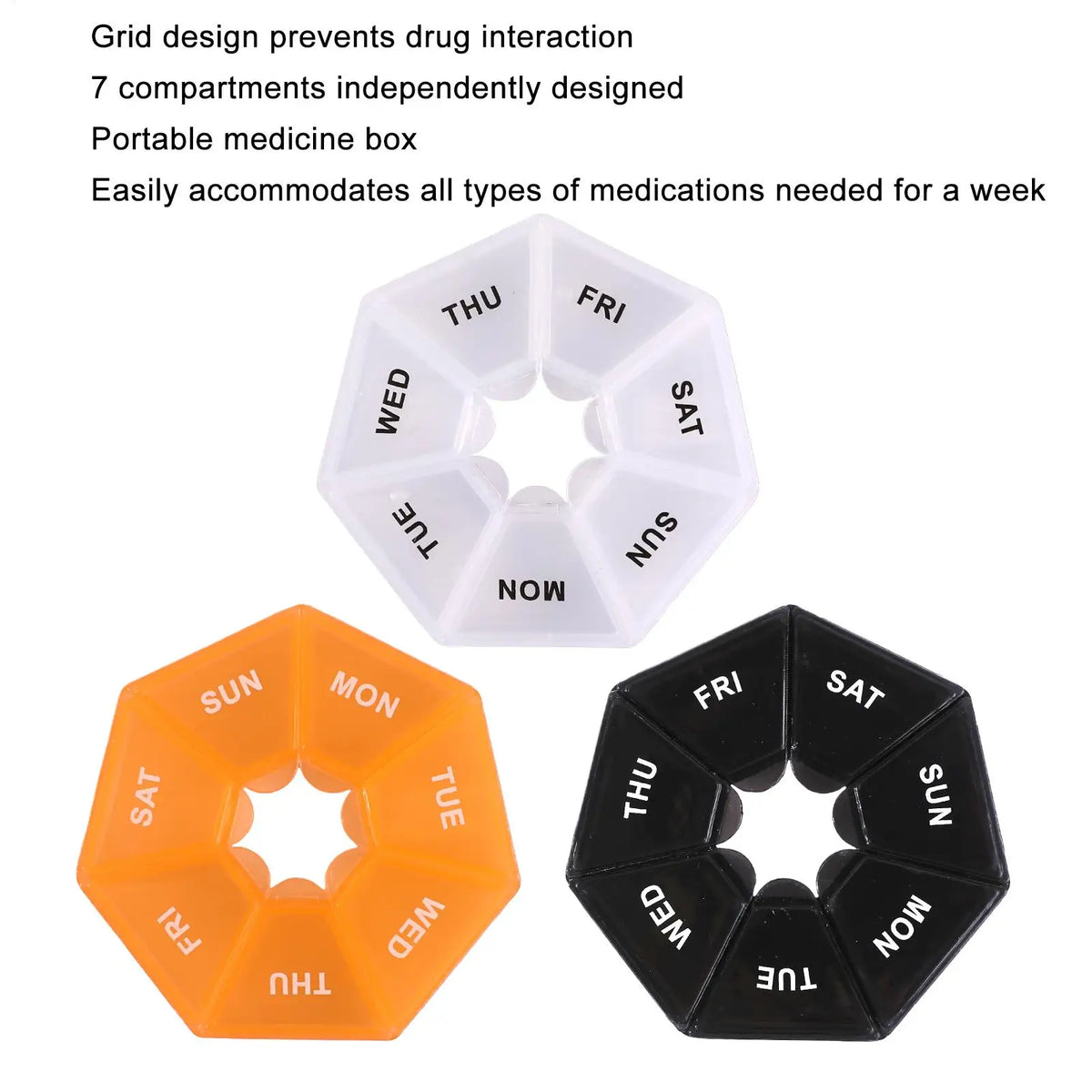 7-Day Airtight Pill Organizer – Weekly Pill Case for Travel