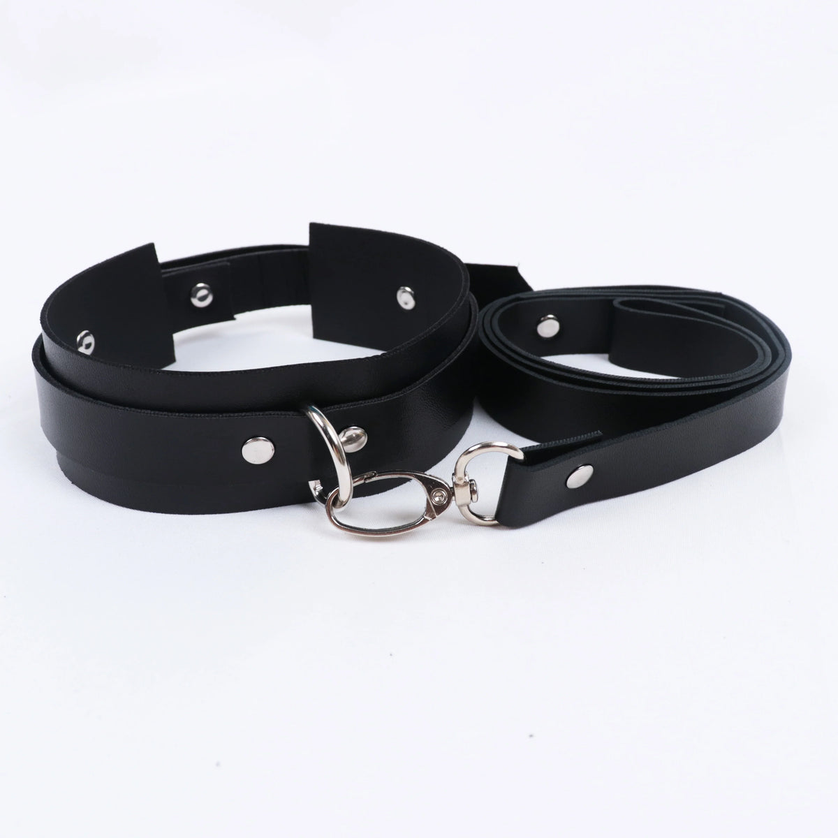 PU Leather Fetish Rope Collar Sexy Traction Bell Necklace Punk Tassel