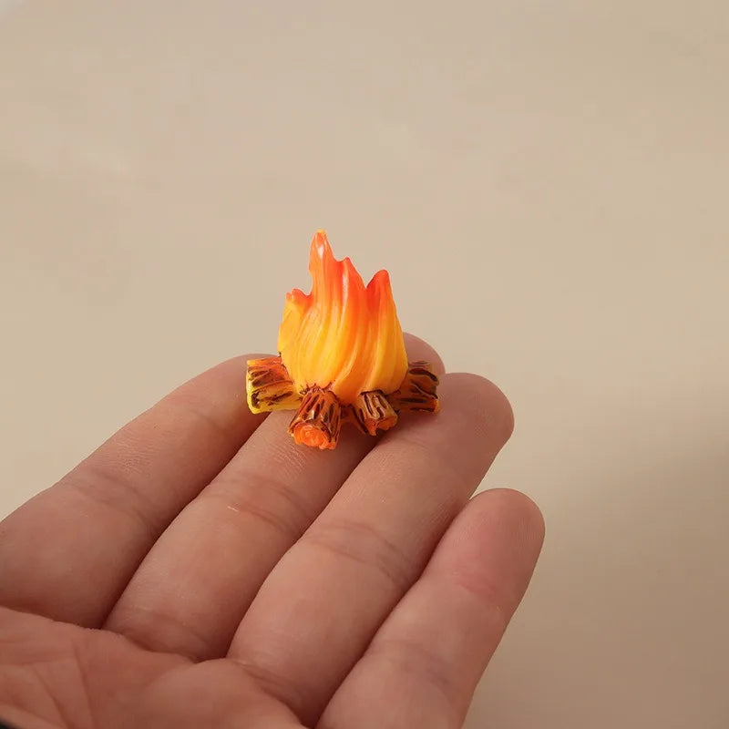 Resin Miniature Campfire Figurine | Micro Bonfire Ornament