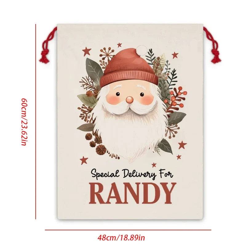Personalized Santa Sack | Custom Christmas Drawstring Gift Bag