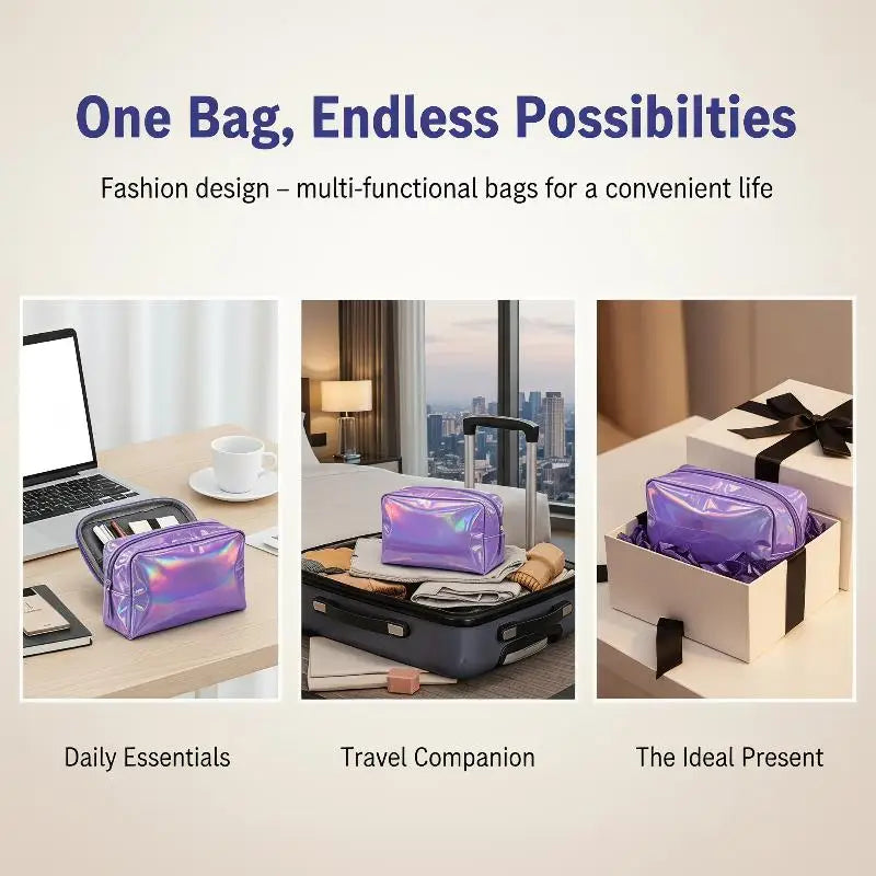 Holographic Laser Cosmetic Bag | Waterproof Travel Makeup Organizer