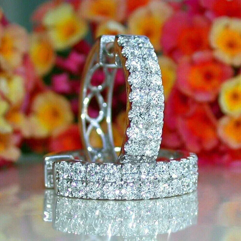Huitan CZ Hoop Earrings – Sparkling Cubic Zirconia for Women