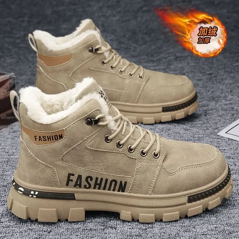 Men's Winter Snow Boots – Plush Lined Anti-Slip Lace-Up